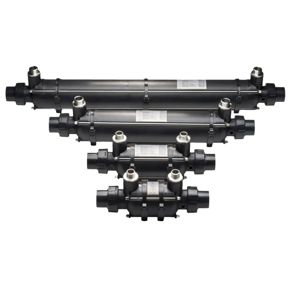 Svart plast värmeväxlare fjärrvärme 25–126 kW med rostfritt stål